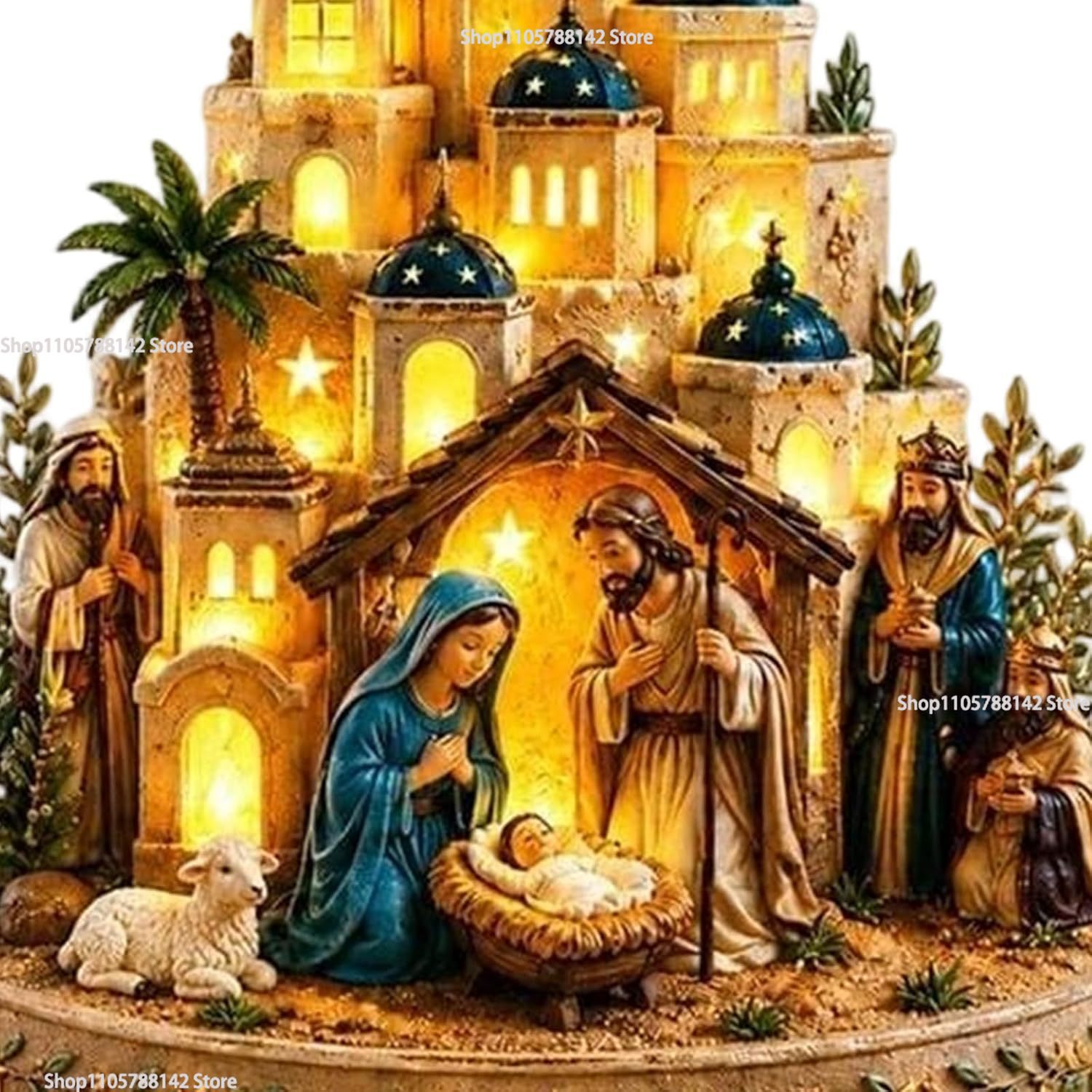 Up Lighting Decor - Bethlehem Kerstkerk Lichttoren Figuur Warme LED