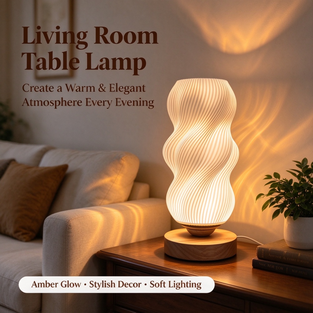 Lighting Decor Bedroom - 3D-geprinte nachtlamp met golvende textuur, zachte,