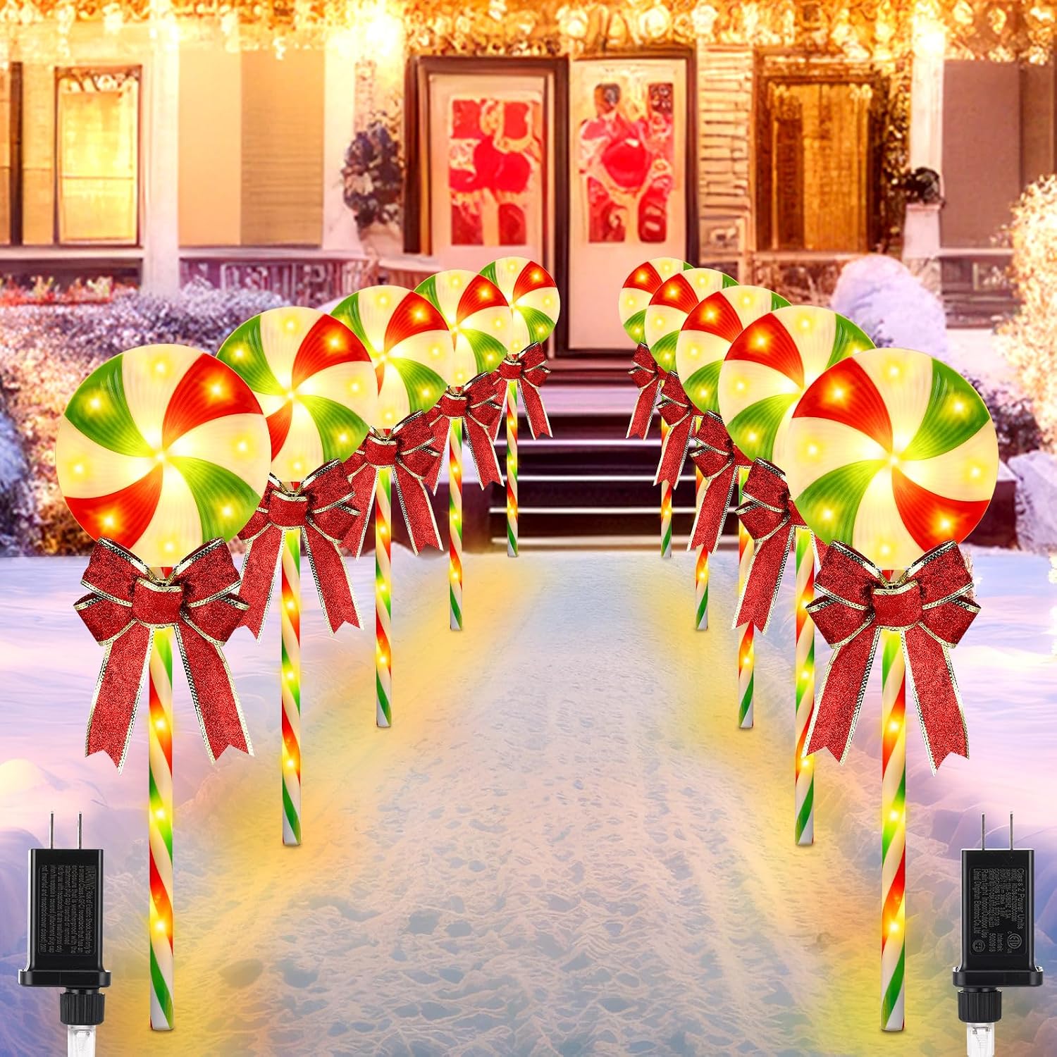 Lighting Christmas Decor - Kerstpadmarkeringen, 10 stuks, 27 inch, lolly-