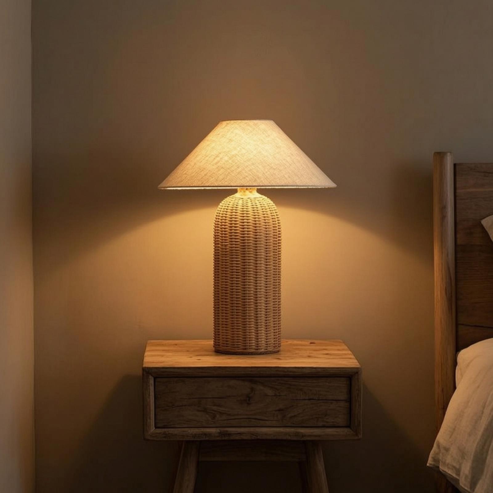 Bedlampje met rotan voet en st - Lighting Decoration Ideas recensie en prijs