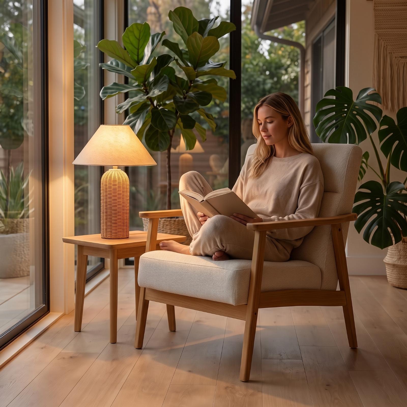 Bedlampje met rotan voet en st - Lighting Decoration Ideas recensie en prijs
