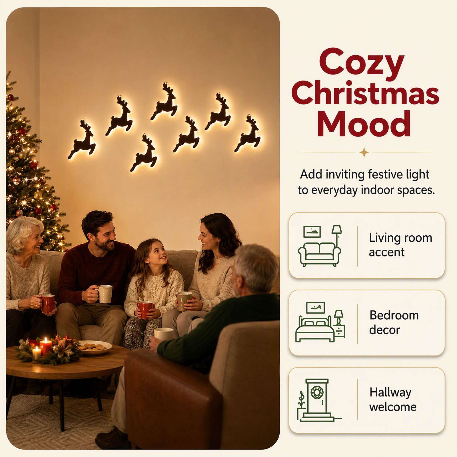 7-delige LED-verlichte rendier - Up Lighting Decor recensie en prijs