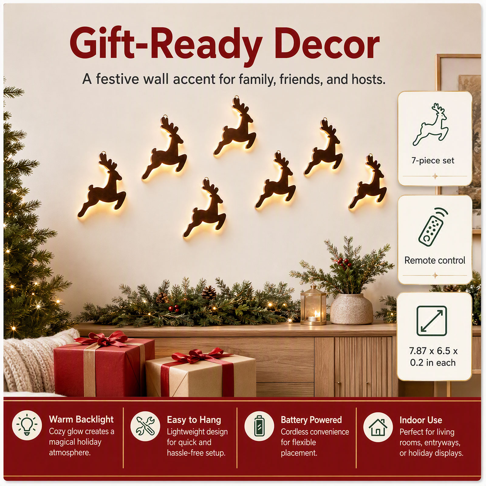 7 stuks LED houten rendier wan - Up Lighting Decor recensie en prijs